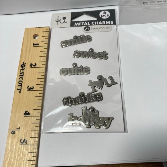 Metal Charms Paper Crafts Card Making Scrapbook Words Smile Thanks Sweet Happy - Picture 7 of 11